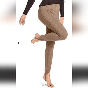 Taupe Faux Suede Stirrup Legging Comfy Fall Gift Party Spring Travel Winter